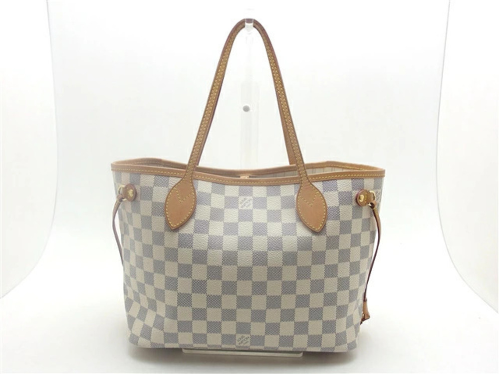 LOUIS VUITTON Neverfull Tote Bag Damier Azur White
